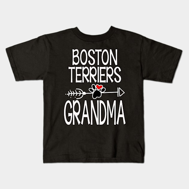 Boston Terriers Grandma Dog Lover Kids T-Shirt by walzealex